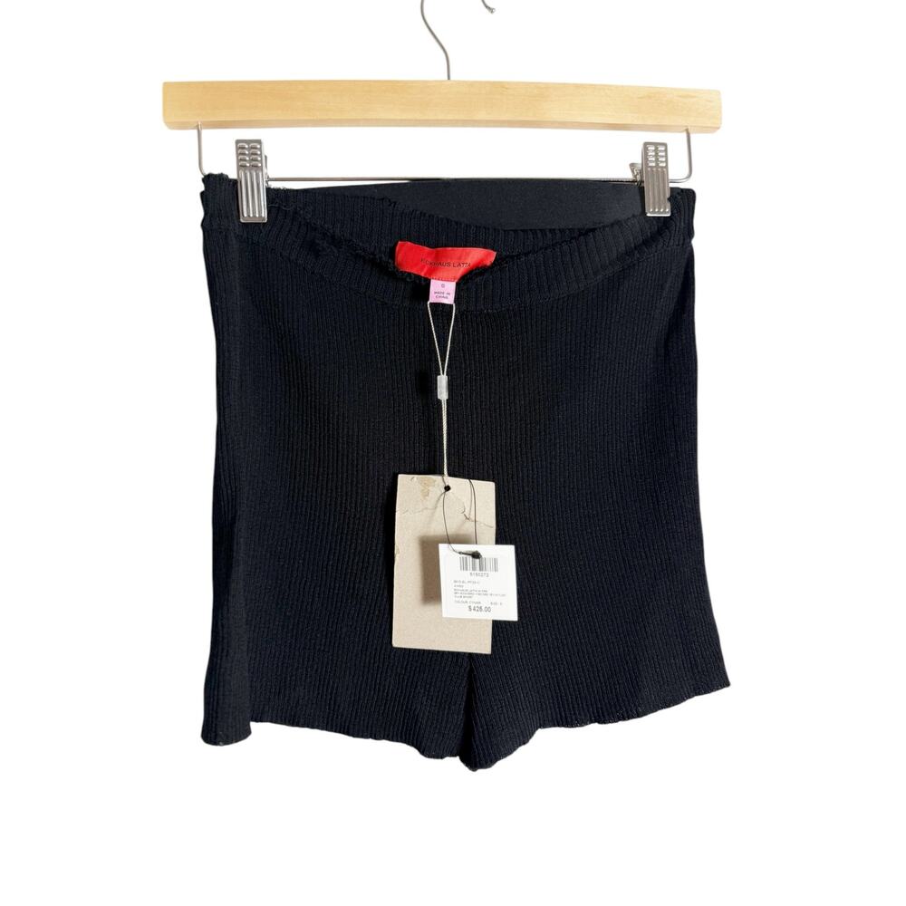 Eckhaus Latta Black Ribbed Knit High Rise Distressed Lounge Biker Shorts Small